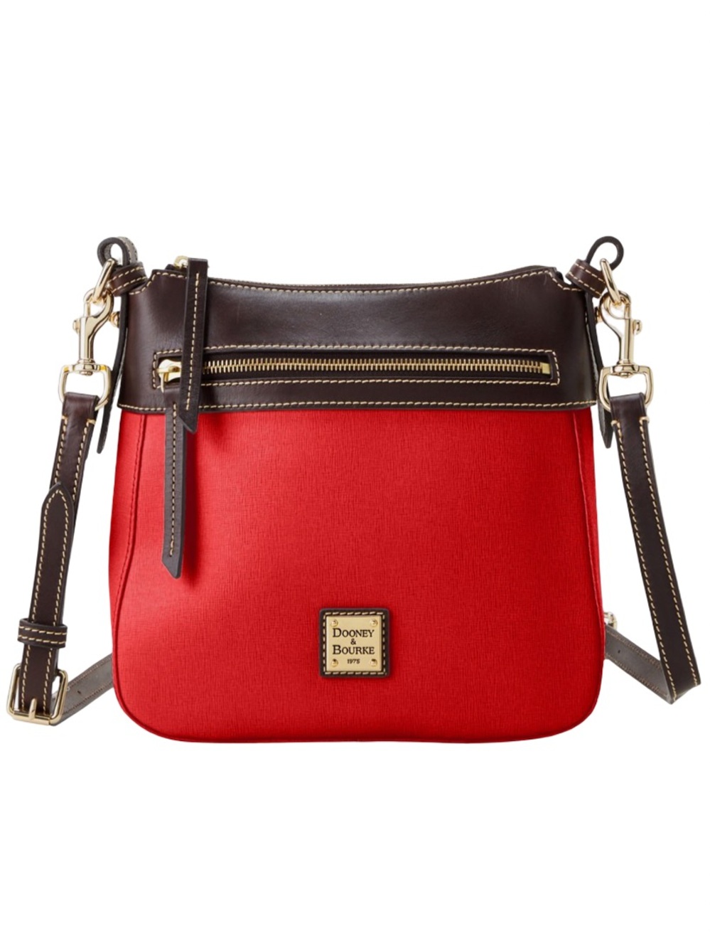 Dooney & Bourke | Red Crossbody Messenger with Brown Leather Trim